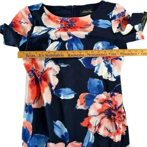 Chelsea Rose Size 4 Dress Navy Peach Ivory Flowers - NEW NWT Lined - Picture 7 of 11